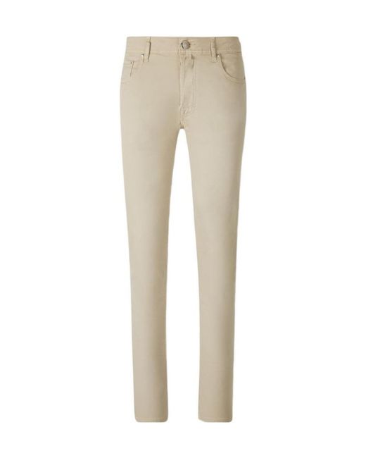 Jacob Cohen Natural Logo-Embroidered Jeans for men