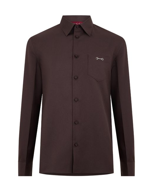 Gucci Brown Long-Sleeve Button-Up Shirt for men