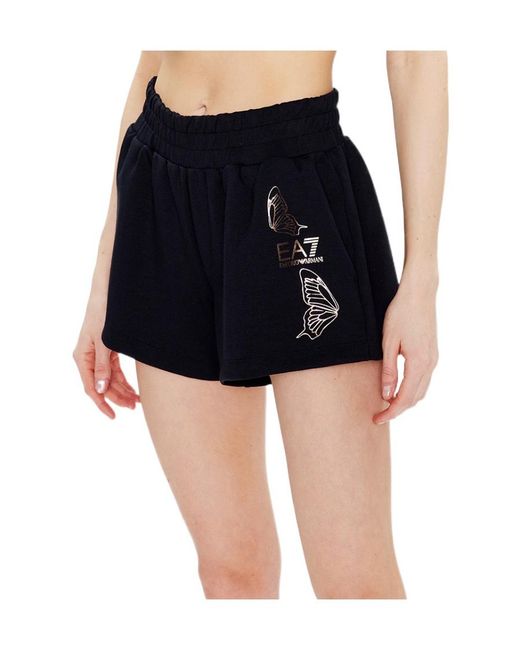 EA7 Black Logo Logo Shorts