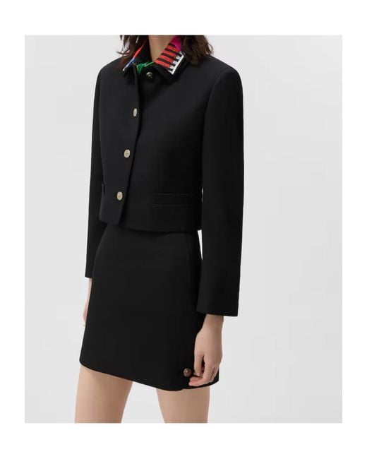 Versace Black Medusa-Button Cropped Jacket