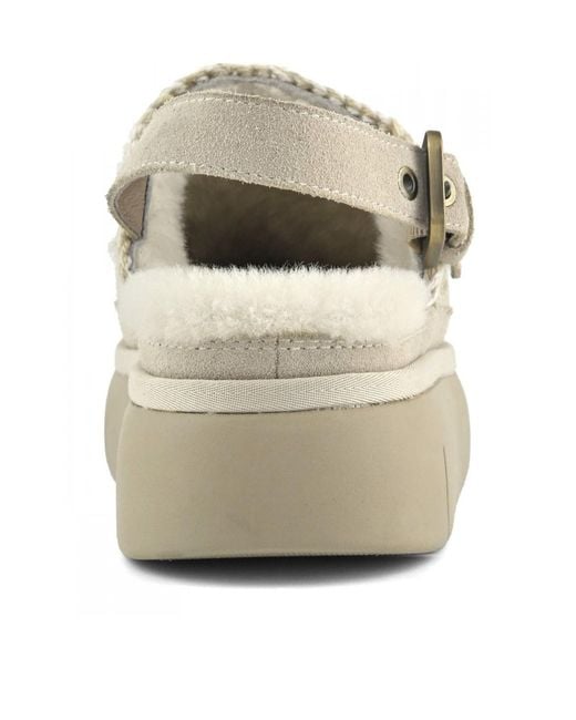 Mou Gray Bounce Logo Lettering Slingback Mules
