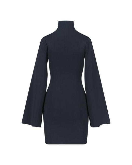 Calvin Klein Blue Stretch-Knit Mock-Neck Mini Dress