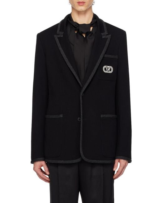 Valentino Black Vlogo Signature Single-Breasted Straight Hem Blazer for men