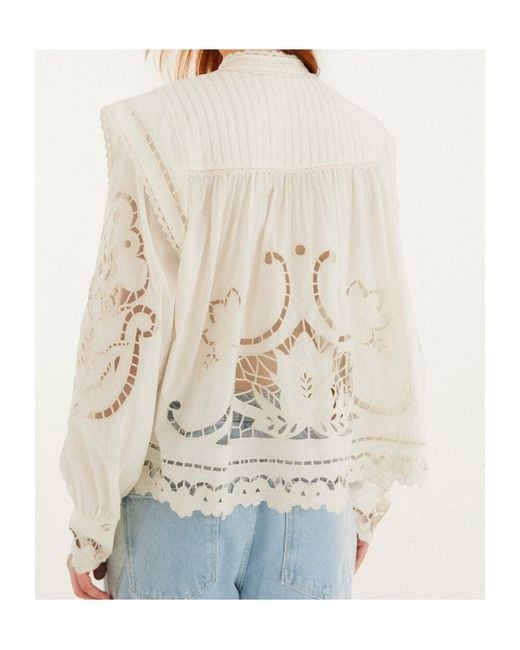 Farm Rio White Richilieu Embroidered Blouse