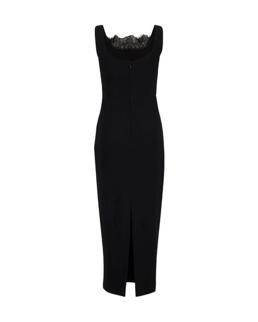 Roland Mouret Black Lace-Insert Crepe Dress