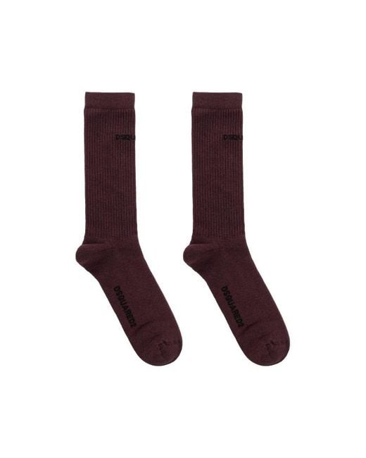 DSquared² Purple Ribbed Knit Socks for men