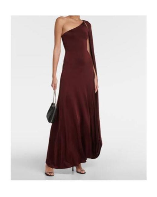 Stella McCartney Purple Caped One-Shoulder Satin Gown