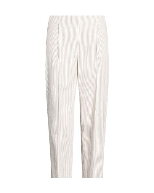 Brunello Cucinelli White Striped Casual Trouser