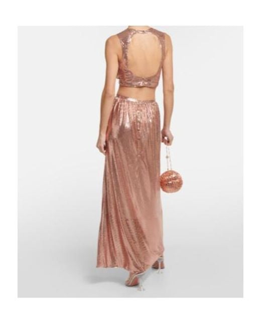 Rabanne Brown Metallic Mesh Maxi Skirt