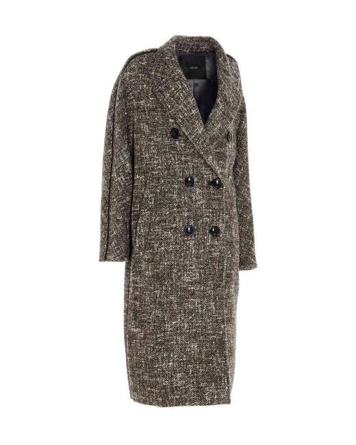 Max Mara Brown Teatino Double-Breasted Wool Long Coat