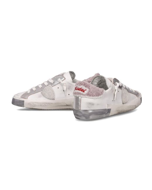 Philippe Model White Logo Embroidered Sneakers