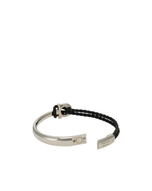 Ferragamo White Ferragamo Logo-Engraved Bracelet for men