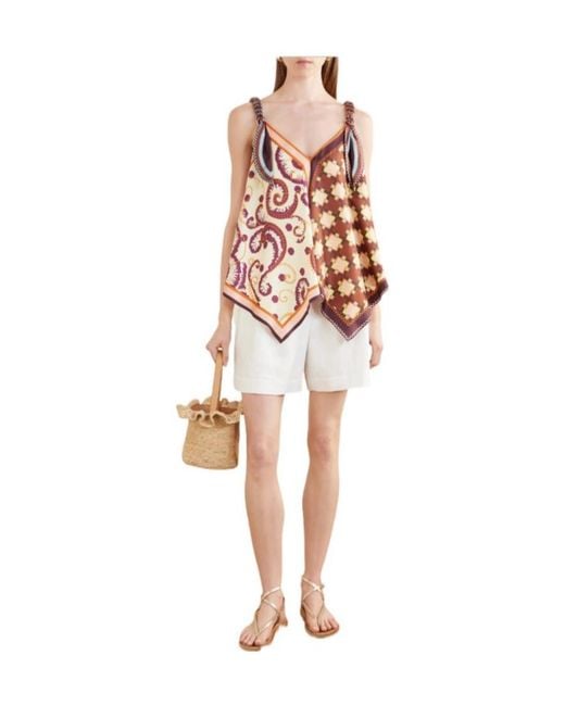 ALÉMAIS Multicolor Wilson Mixed-Print Handkerchief-Hem Top