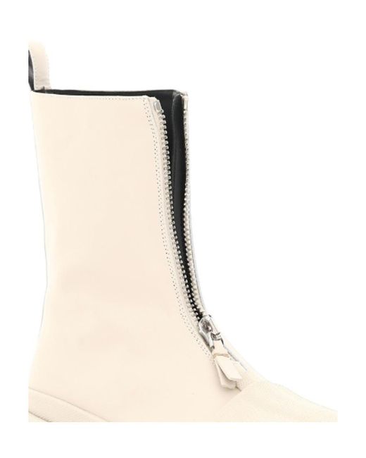 Jil Sander White Ankle Zipped Boots