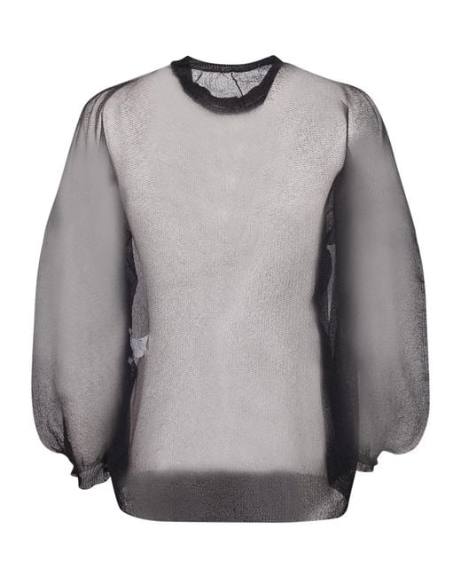 Issey Miyake Gray Bishop-Sleeve Top