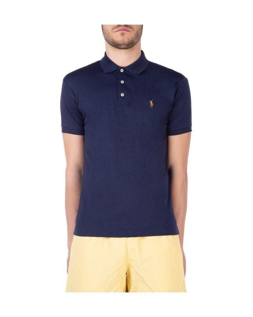 Polo Ralph Lauren Blue Logo Embroidered Short-Sleeved Polo Shirt for men