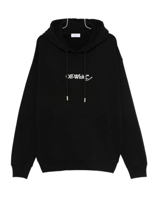 Off-White c/o Virgil Abloh Black Logo-Embroidered Drawstring Hoodie for men