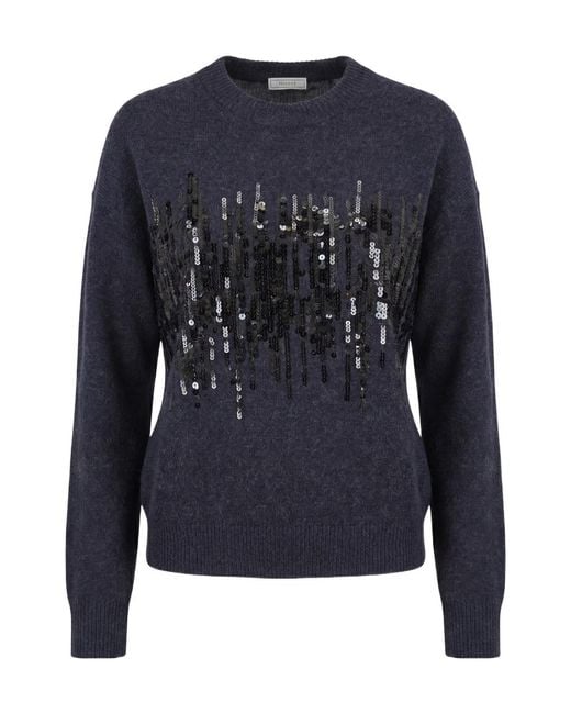 Peserico Blue Sequin-Embellished Sweater