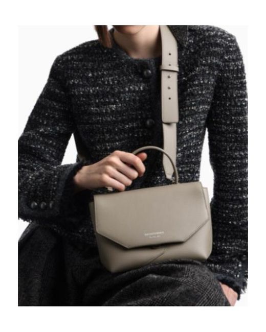 Emporio Armani Gray Grained-Leather Mini Tote Bag