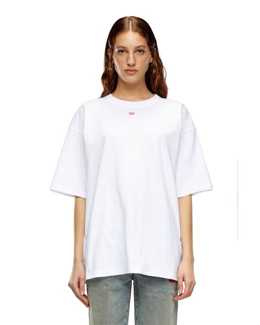 DIESEL White T-Boxt-D Embroidered D Patch Crewneck T-Shirt for men