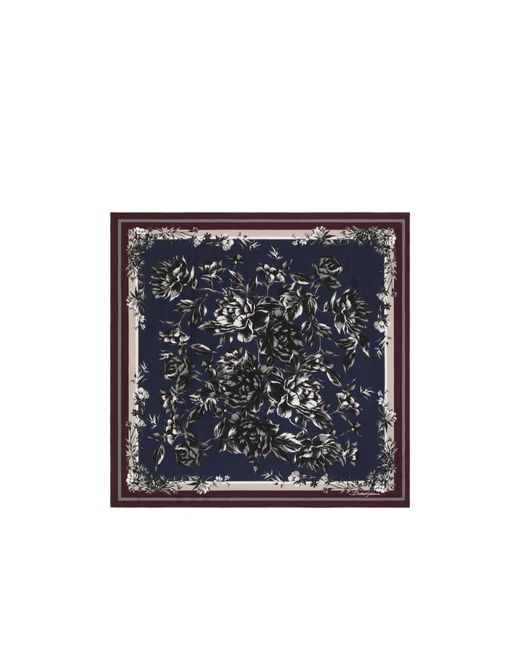 Dolce & Gabbana Blue Peony Printed Scarf for men
