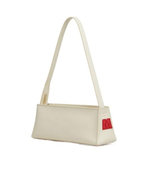 Marni White Logo Detailed Zipped Shoulder Bag
