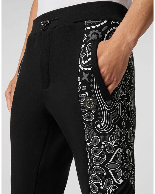 Philipp Plein Black Printed Sweatpants for men