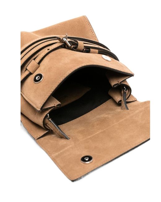 Moschino Brown Small Tie Me Suede Tote Bag