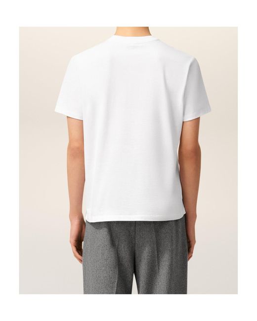 AMI White Ami Logo Embroidered Crewneck T-Shirt for men