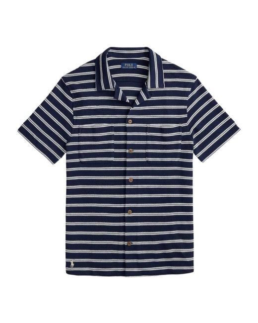 Polo Ralph Lauren Blue Striped Knit Sport Shirt for men