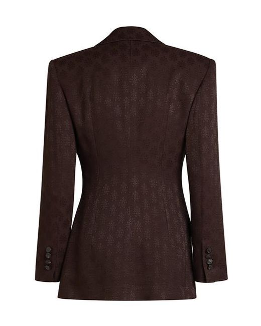 Etro Brown Jacquard-Patterned Single-Breasted Blazer