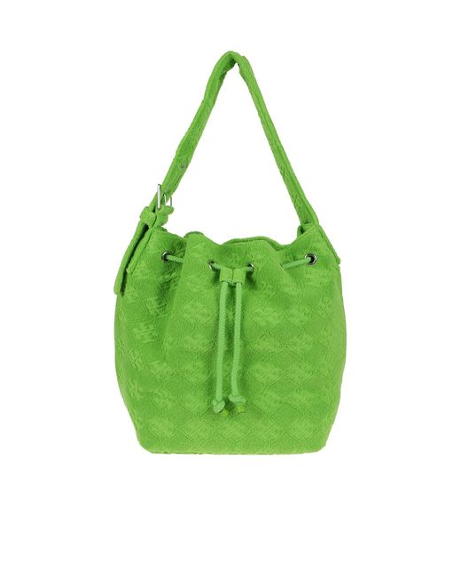 Tory Burch Green T Monogram Oversized Bucket Bag
