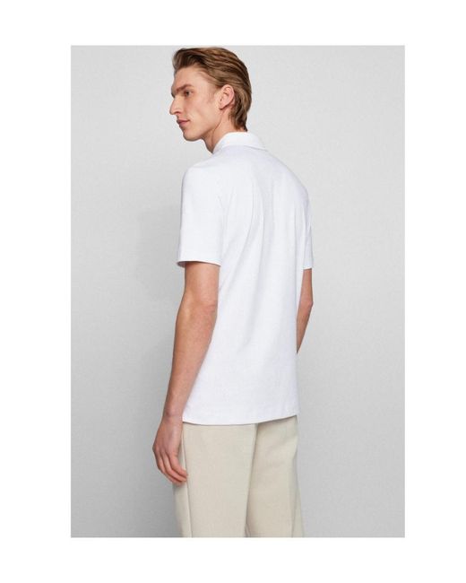 Boss White Boss Button Detailed Slim Fit Polo Shirt for men