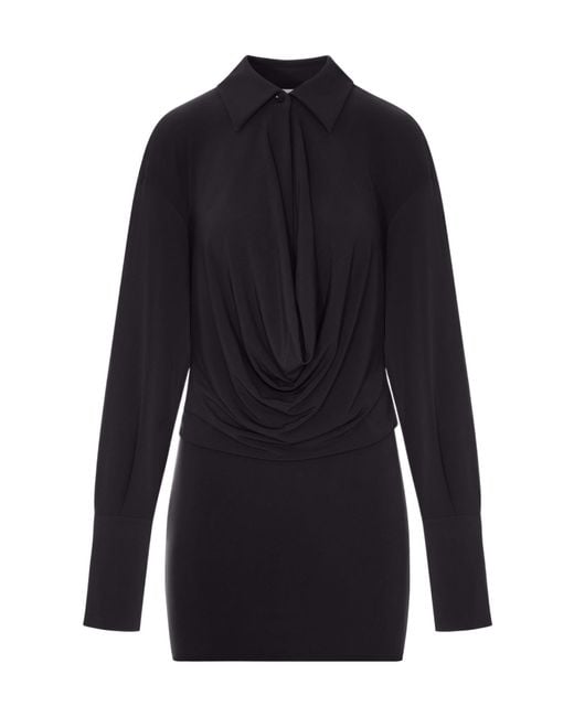 ANDAMANE Blue Deep V Collar Mini Dress