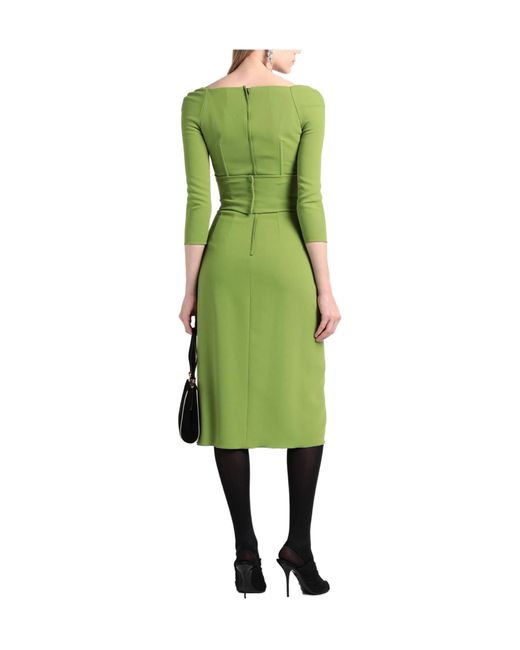 Dolce & Gabbana Green Solid-Colored Flare Skirt