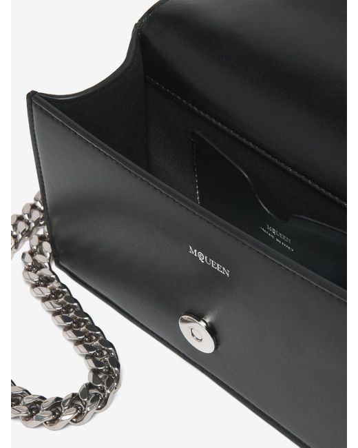 McQueen Black Embellished Embroidery Mini Jewelled Satchel
