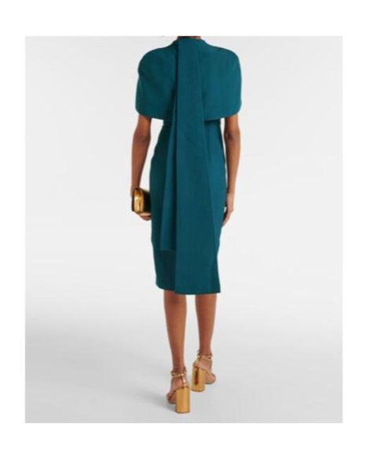Safiyaa Green Kalika Caped Midi Dress
