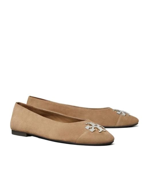 Tory Burch Brown Charlie Logo Ballet Flats