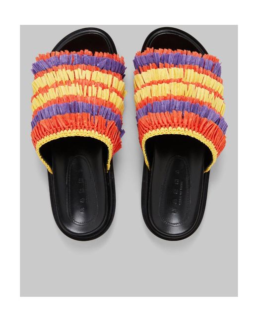 Marni Multicoloured Fringe Slide Sandal