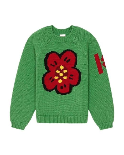 KENZO Green 'Varsity' Merino Wool Jumper