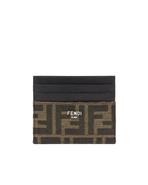 Fendi Black Ff Jacquard Open Top Card Holder for men