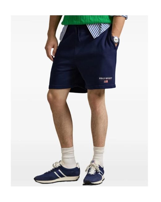 Polo Ralph Lauren Blue Drawstring Logo-Detail Shorts for men