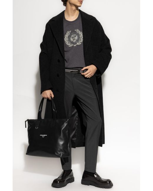 Dolce & Gabbana Gray Logo Printed Crewneck T-Shirt for men