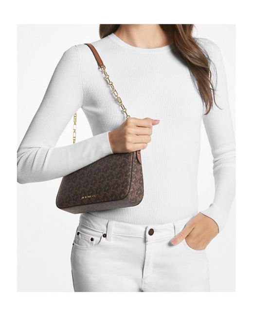 Michael Kors White Michael Empire Chain-Link Medium Shoulder Bag