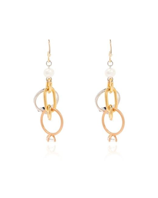 Marni Metallic Embellished Hoop Earrings