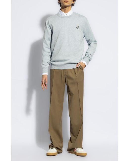Maison Kitsuné Blue Maison Kitsuné Bold Fox Head Patch Knitted Jumper for men
