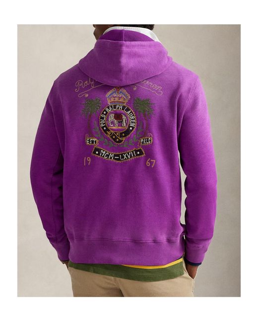 Polo Ralph Lauren Purple Crest-Embroidered Hoodie for men
