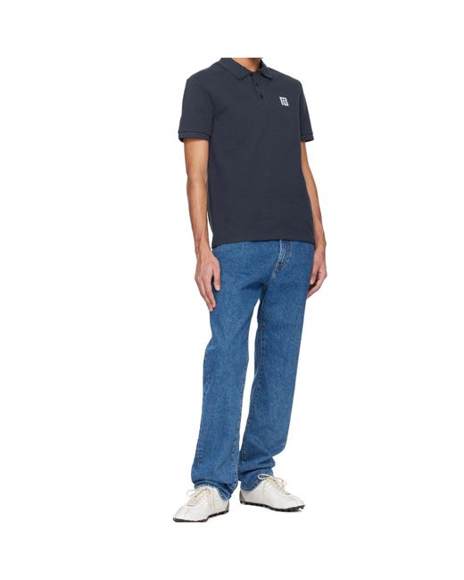 Balmain Blue Logo Embroidered Short-Sleeve Polo Shirt for men