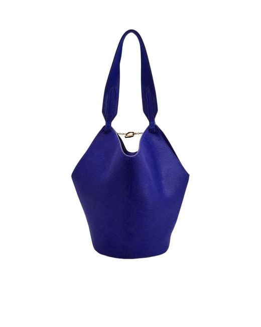 Khaite Blue Lotus Mini Suede Tote Bag