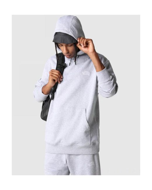 The North Face Gray Logo Embroidered Drawstring Hoodie for men